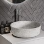 600mm White Wall Hung Countertop Vanity Unit with Stone Effect Basin and Shelf - Lugo
