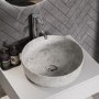600mm White Wall Hung Countertop Vanity Unit with Stone Effect Basin and Shelf - Lugo