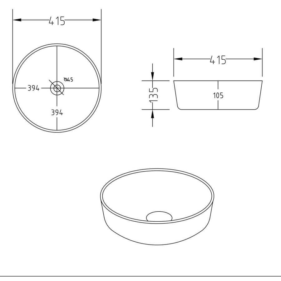 600mm White Wall Hung Countertop Vanity Unit with Stone Effect Basin and Shelf - Lugo