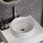 600mm White Wall Hung Countertop Vanity Unit with Chevron Basin and Shelves - Lugo
