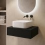 600mm Black Wall Hung Countertop Vanity Unit with Curved Square Basin - Lugo