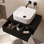 600mm Black Wall Hung Countertop Vanity Unit with Curved Square Basin - Lugo