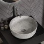 600mm Black Wall Hung Countertop Vanity Unit with Stone Effect Basin and Shelf - Lugo