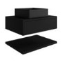 600mm Black Wall Hung Countertop Vanity Unit with Black Square Basin and Shelf - Lugo