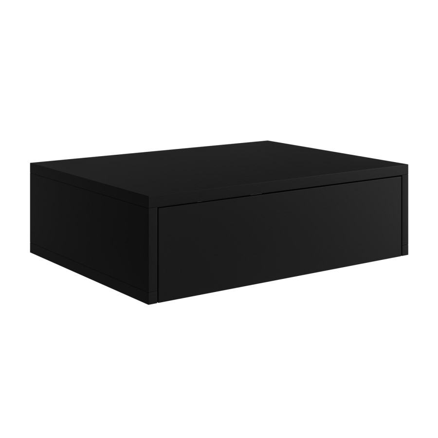 600mm Black Wall Hung Countertop Vanity Unit with Basin - Lugo