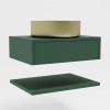 600mm Green Wall Hung Countertop Vanity Unit with Brass Basin and Shelves- Lugo