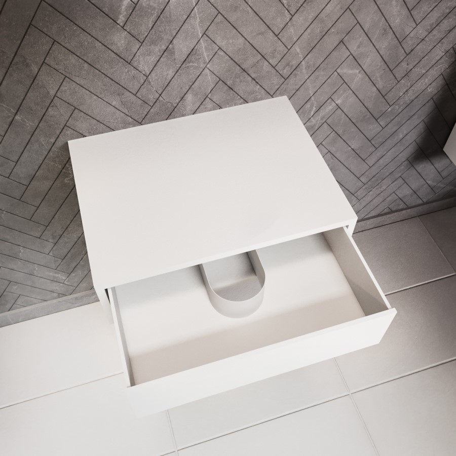 GRADE A2 - 600mm White Wall Hung Countertop Shelves - Lugo