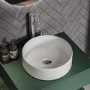 600mm Green Wall Hung Countertop Vanity Unit with Chevron Basin and Shelves - Lugo
