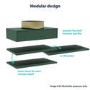 800mm White Wall Hung Countertop Vanity Unit with Black Basin and Shelf - Lugo
