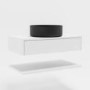 800mm White Wall Hung Countertop Vanity Unit with Black Basin and Shelf - Lugo