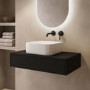 800mm Black Wall Hung Countertop Vanity Unit with Curved Square Basin - Lugo