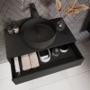 800mm Black Wall Hung Countertop Vanity Unit with Black Basin and Shelf - Lugo  