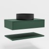 800mm Green Wall Hung Countertop Vanity Unit with Black Basin and Shelf - Lugo 