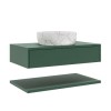 800mm Green Wall Hung Countertop Vanity Unit with White Marble Effect Basin and Shelves - Lugo