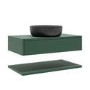 800mm Green Wall Hung Countertop Vanity Unit with Black Marble Effect Basin and Shelf - Lugo