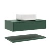800mm Green Wall Hung Countertop Vanity Unit with Square Basin and Shelves - Lugo