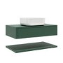 800mm Green Wall Hung Countertop Vanity Unit with Square Basin and Shelf - Lugo