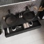 1200mm Black Wall Hung Double Countertop Vanity Unit with Black Basins and Shelf - Lugo