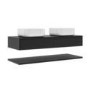 1200mm Black Wall Hung Countertop Double Vanity Unit with White Square Basins and Shelf - Lugo