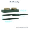 1200mm Green Wall Hung Double Countertop Vanity Unit with Black Basins and Shelf - Lugo