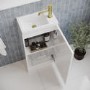 400mm White Cloakroom Freestanding Vanity Unit with Basin and Brass Handle - Ashford