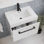 Grade A1 - 600 mm White Wall Hung Vanity Unit with Basin and Black Handle - Ashford