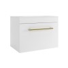 600 mm White Wall Hung Vanity Unit with Basin and Brass Handle - Ashford