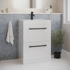 600 mm White Freestanding Vanity Unit with Basin and Black Handle - Ashford