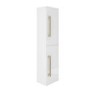 Grade A2 - Double Door White Wall Hung Tall Bathroom Cabinet with Brushed Brass Handles 350 x 1400mm - Ashford
