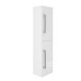 Grade A1 - Double Door White Wall Hung Tall Bathroom Cabinet with Chrome Handles 350 x 1400mm- Ashford