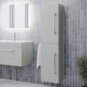 BUN/BeBa_28208/80146 Double Door Grey Wall Hung Tall Bathroom Cabinet with Chrome Handles 350 x 1400mm - Ashford