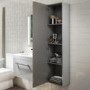 GRADE A1 - 1400mm Wall Hung Tall Boy Bathroom Cabinet - Grey - Ashford