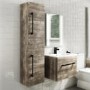 Grade A2 - 350mm Wood Effect Hung Tall Bathroom Cabinet with Black Handles - Ashford
