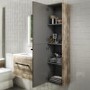 Grade A2 - 350mm Wood Effect Hung Tall Bathroom Cabinet with Black Handles - Ashford