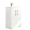 500mm White Freestanding Vanity Unit with Basin and Brass Handles - Ashford