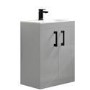 500mm Grey Freestanding Vanity Unit with Basin and Black Handles - Ashford