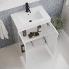 600mm White Freestanding Vanity Unit with Basin and Black Handle - Ashford