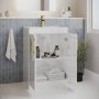 600mm White Freestanding Vanity Unit with Basin and Brass Handle - Ashford