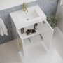 600mm White Freestanding Vanity Unit with Basin and Brass Handle - Ashford