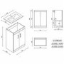 600mm White Freestanding Vanity Unit with Basin and Brass Handles - Ashford