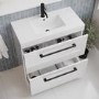 800mm White Freestanding Vanity Unit with Basin and Black Handles - Ashford