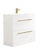 800mm White Freestanding Vanity Unit with Basin and Brass Handles - Ashford
