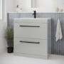 800mm Grey Freestanding Vanity Unit with Basin and Black Handles - Ashford