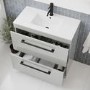 800mm Grey Freestanding Vanity Unit with Basin and Black Handles - Ashford