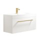 800mm White Wall Hung Vanity Unit with Basin and Brass Handles - Ashford