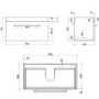 800mm Wood Effect Wall Hung Vanity Unit with Basin and Brushed Brass Handles - Ashford