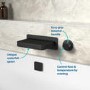 Grade A1 - Black Wall Mounted Bath Mixer Tap with Valve - Zanda