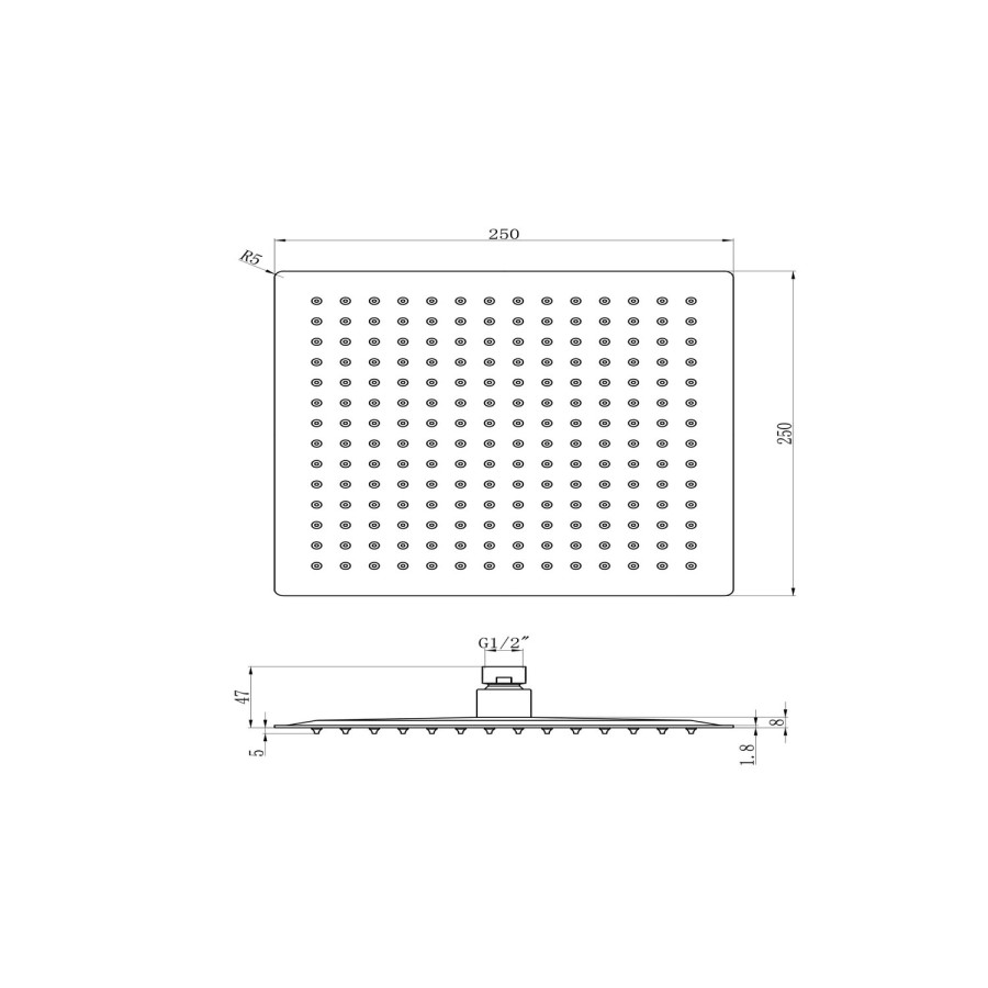 Chrome 2 Outlet Shower With Wall Mounted 250mm Shower Head and Bath Spout - Zana