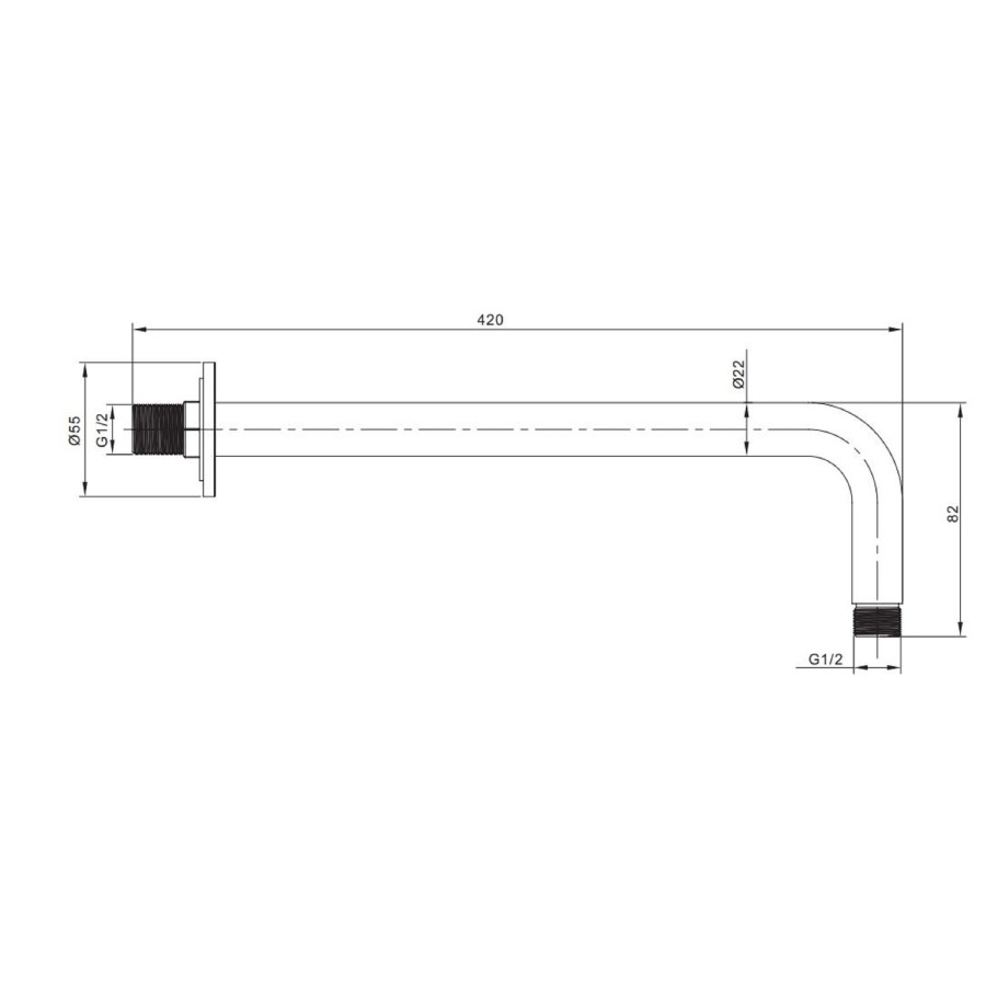 Chrome 2 Outlet Shower With Wall Mounted 250mm Shower Head and Bath Spout - Zana