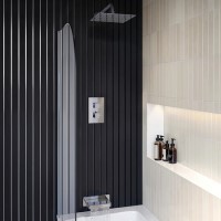 Chrome 2 Outlet Shower With Wall Mounted 250mm Shower Head and Bath Spout - Zana Chrome 2 Outlet Shower With Wall Mounted 250mm Shower Head and Bath Spout - Zana